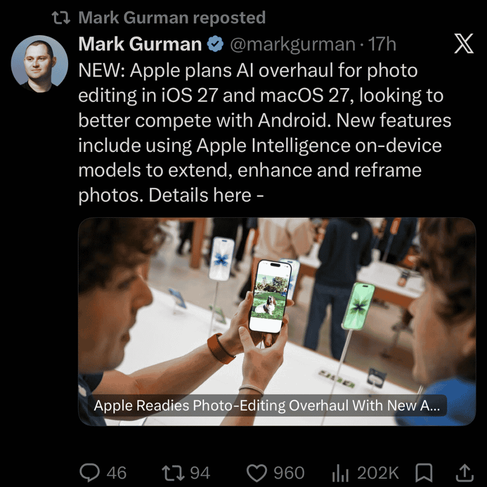 iPhone Users Get New AI Photo Editing Tools in iOS 27
